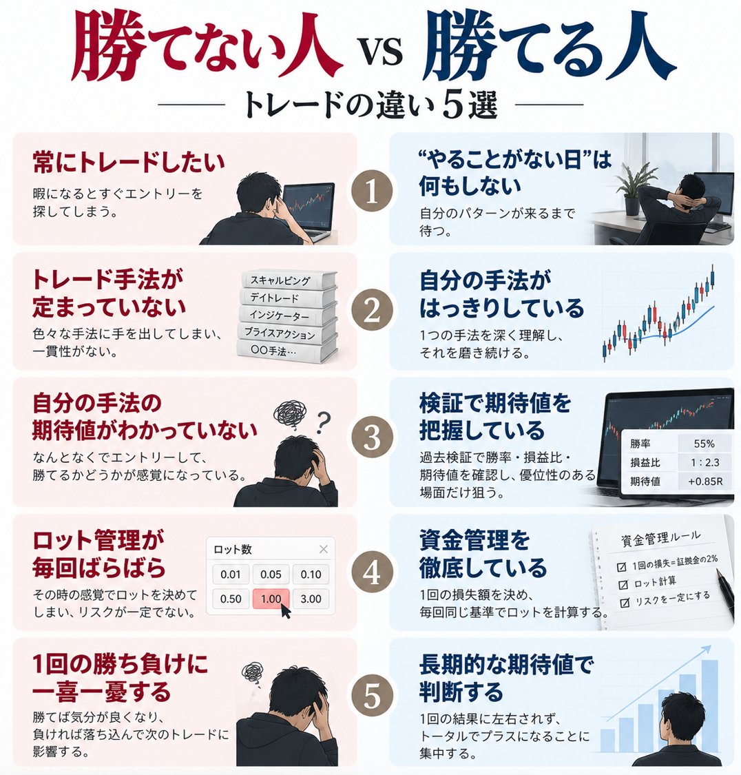 Neko_king_fx's tweet photo. FXで勝てない人と勝てる人の違い。
特に③は重要 https://t.co/jAbUnRlawp