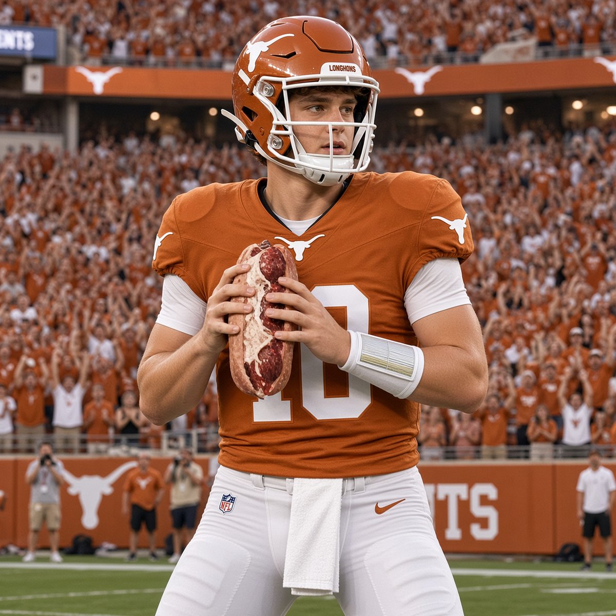 P2Locks's tweet photo. Arch Manning throwing meatball subs out there tonight https://t.co/FbnqINtvNw