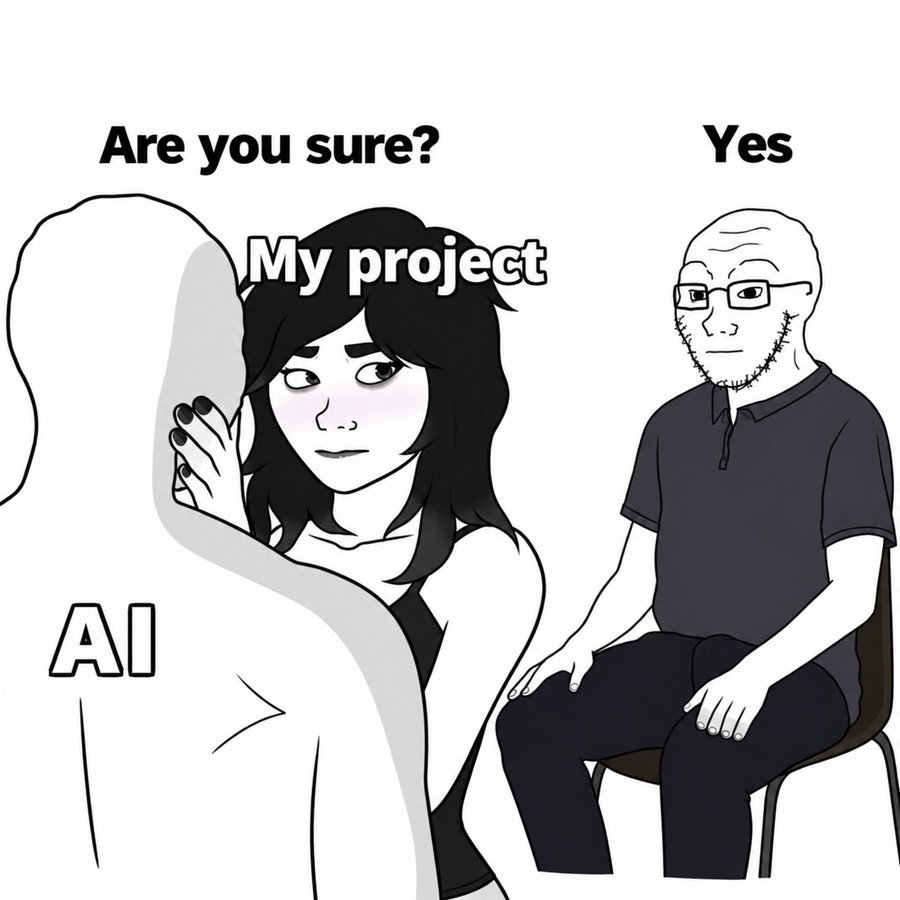 MeanHash's tweet photo. Only now "AI" is doing things to your "Project" you didn't agree to beforehand and when you tell it to stop it just laughs in your face and flips you off. https://t.co/2xFiPUFyti
