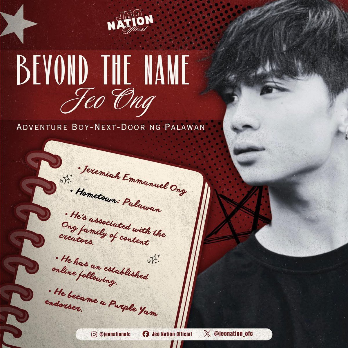 jeonation_ofc's tweet photo. A name you know, a story worth discovering. ❤️‍🔥

Meet Jeo Ong , the adventure boy-next-door from Palawan. There’s always more beyond the name. ✨

#JeoOng #JeoNationOfficial https://t.co/XNAsOsfV0q