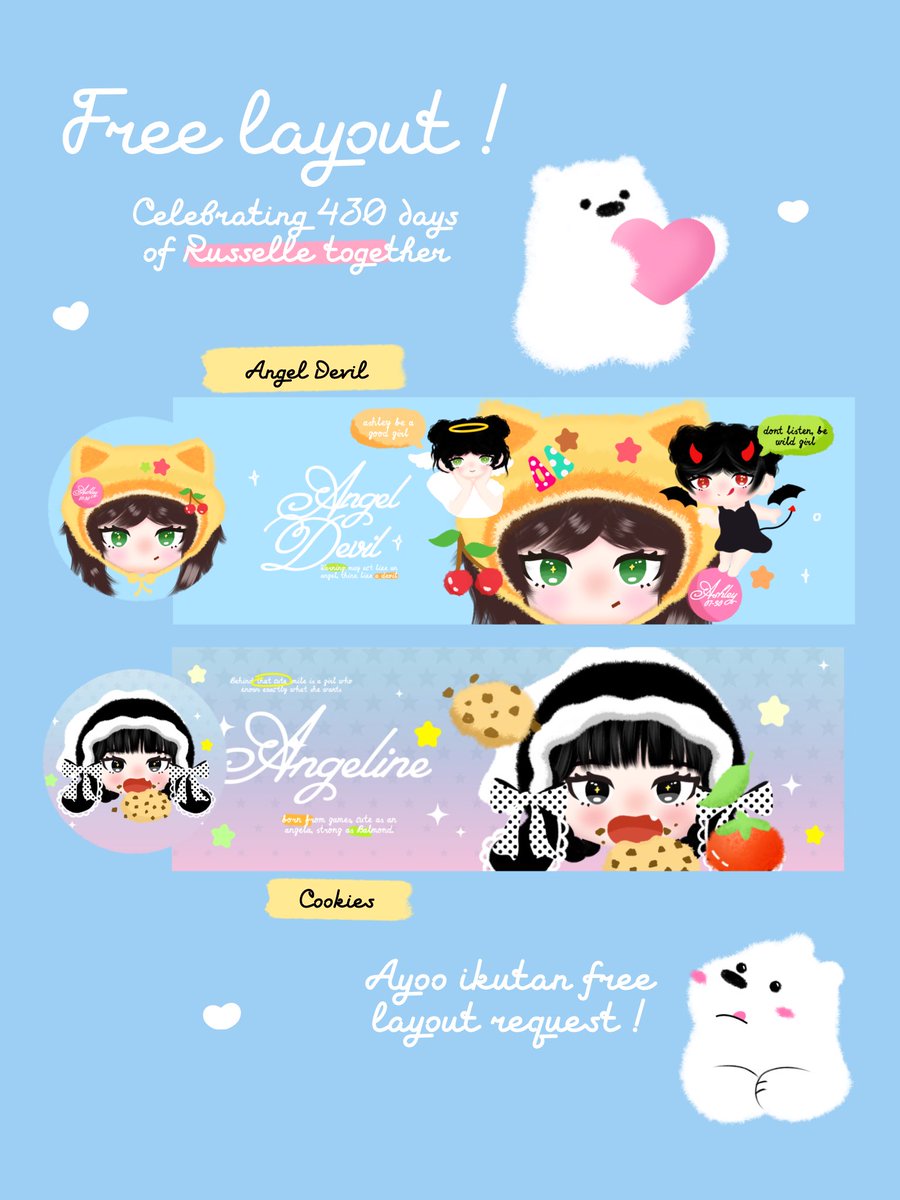 hueevanly's tweet photo. hii help repost yaa teman-temann makacii 🥺🩷

dalam rangka celebrating 430 days of Russelle together #430星forRUSSELLE ashley ada free layout request dari catalogue Angel Devil dan Cookies ! cara ikutannya ada di bawah thread ini yaa ! yuk semuanya ikutan  

#zonauang https://t.co/TtpUcLLhMp