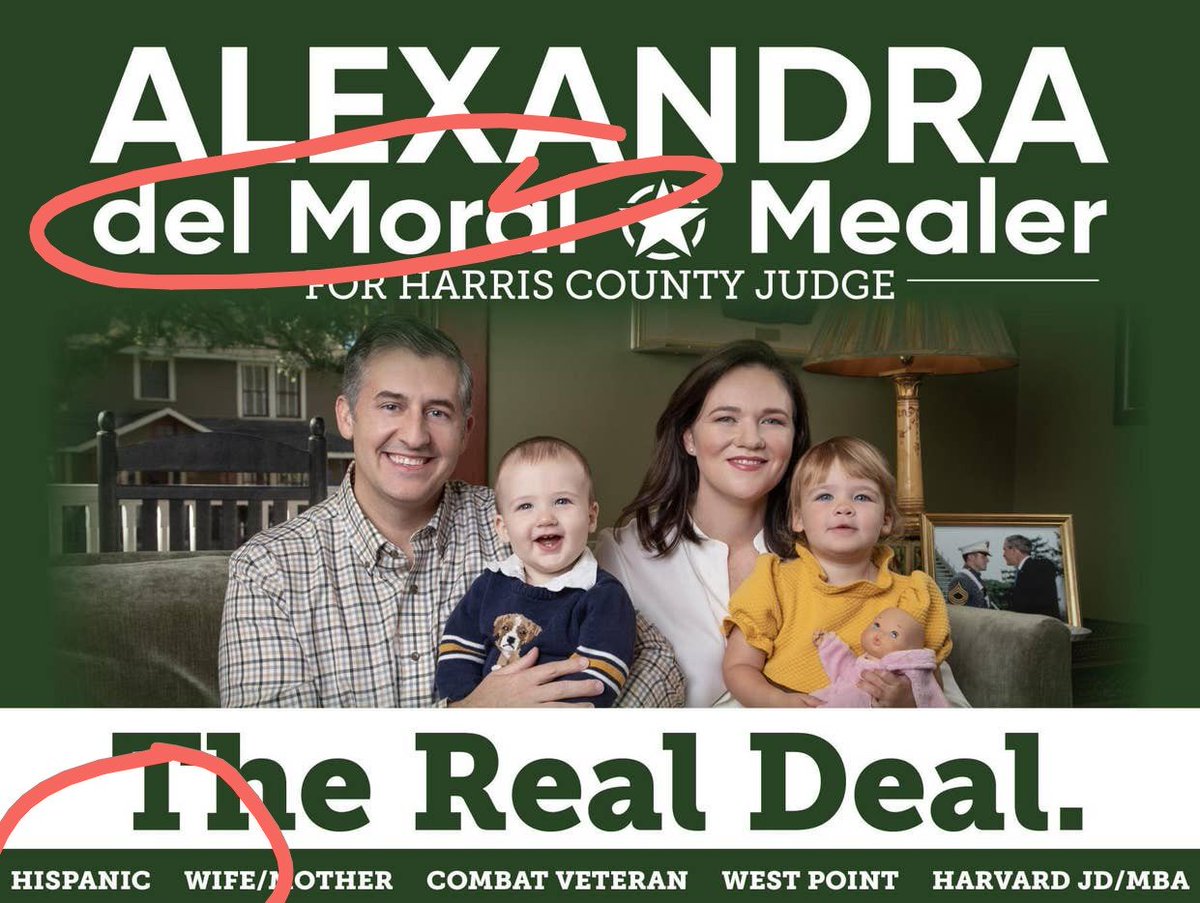 TexasVC's tweet photo. @miyashay @BriscoeCain I don't think this race would be as close if Mealer switched her identity and name back to the "Hispanic" versions she used for her Harris County run. https://t.co/aOCy8ojDXw