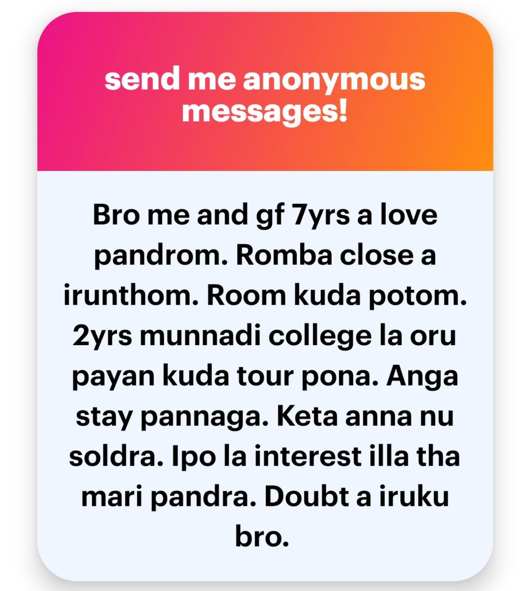 DarkAsai00's tweet photo. Ipalam lover a vida bestie kuda than ellam panuralunnga da nee konjam vitu kuduthu avala pesi divert pannu Ilana Avan un ala thukitu poiduvan Avalum avanum 💔 break up ku than waiting 
Dm va da pesulam 🤞🏻

Ngl link-https://t.co/mWQfblKGVw
Telegram id- https://t.co/tZ6IEleOHY https://t.co/AFngc8YF50