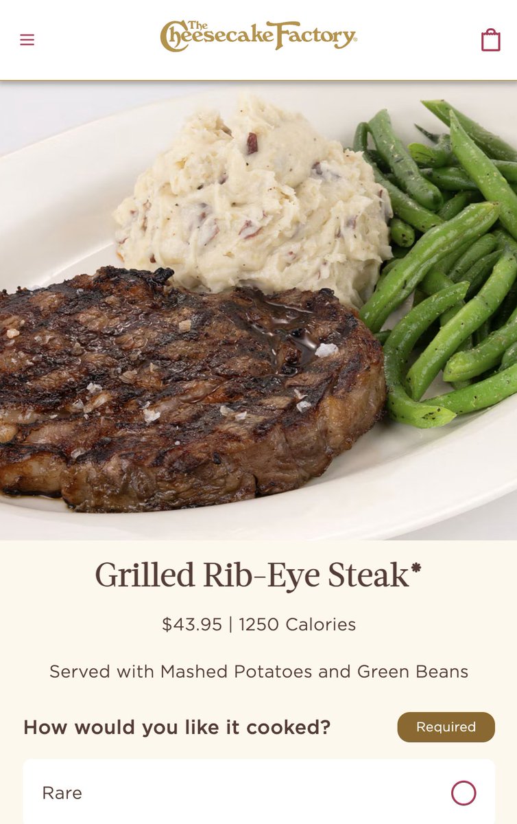 dieworkwear's tweet photo. Inflation has also made eating at The Cheesecake Factory more expensive. In 2024, a grilled rib eye steak at the Wichita, Kansas location was $38.95. Today, the same meal at the same location is $43.95. A 12.84% increase over two years. https://t.co/3kDNvWEjF3