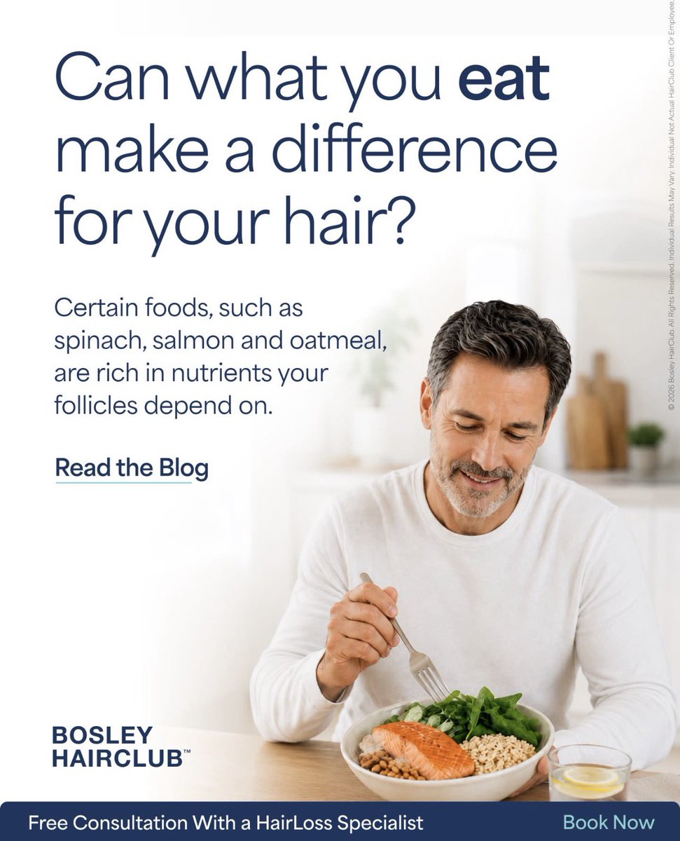 CompetitiveMktg's tweet photo. Looking for simple ways to protect and strengthen your hair? Start with the everyday habits that support hair health. 🥗

Read our blog to find out more 👉 https://t.co/waszIwJ736

If you're ready to take the first step, book a free consult at Bosley HairClub.

#HairLoss https://t.co/glh3pKwiG3