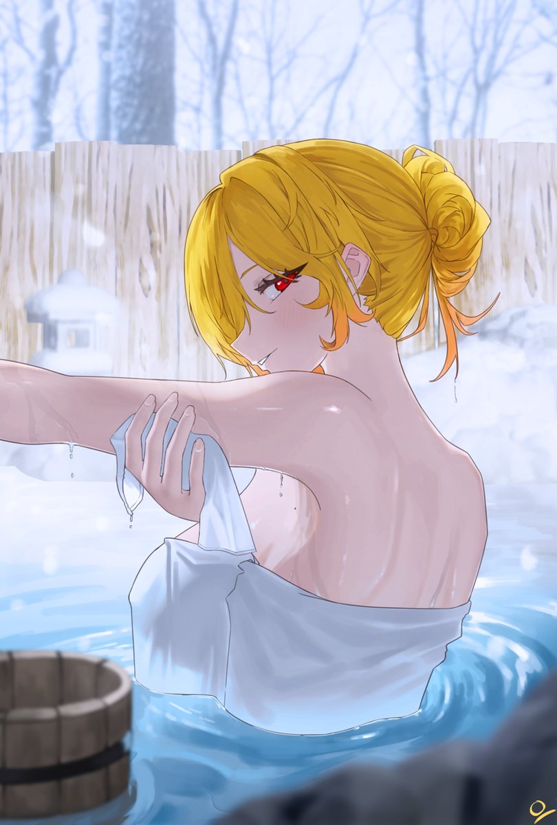 Oceteee's tweet photo. Day 25 - Onsen 
#holoctober #inKaela https://t.co/bWRYqg3si5