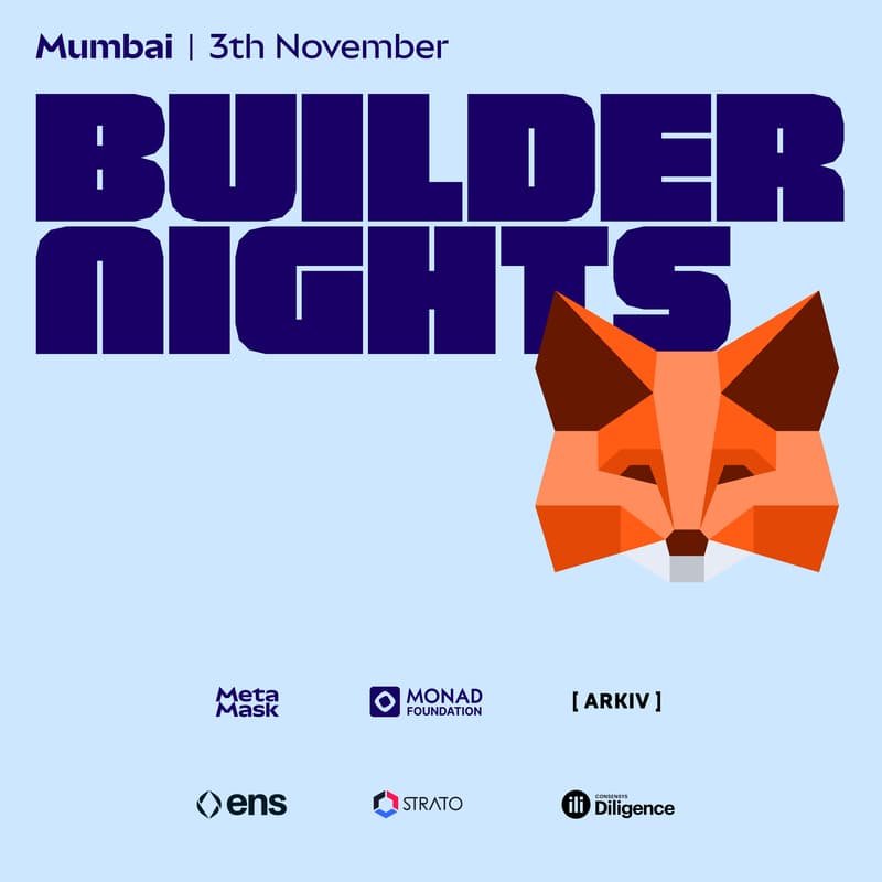saurabhnage624's tweet photo. Mumbai, we’re bringing the builders together 🦊🔥

Excited to share that we’re hosting @MetaMask Builder Nights - Mumbai Agentic Edition on 3rd Nov. alongside with @monad, @arkivnetwork @ensdomains, @strato_net & @ConsensysAudits 

An evening for builders, founders and ecosystem folks exploring the future of AI agents + onchain innovation.

Panels, networking & good vibes during Devcon week 👀

See you all there