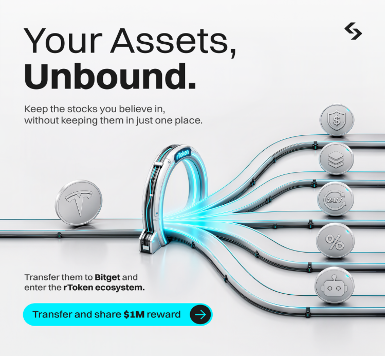FabiusDefi's tweet photo. The stock you own is still somewhat “bound” by where you hold it!

Because it sits inside a brokerage account.

Bound by that platform, settlement process, and those market hours.

Meanwhile, your $BTC, $ETH, or stablecoins are operating in a completely different system.

Your portfolio may look diversified, but your assets are still pretty disconnected.

That’s why I think @bitget's "Your Assets, Unbound" theme fits rToken Transfer quite well.

With eligible whole U.S. stocks & ETFs, you can transfer your holdings from an external broker into Bitget.

After processing:

Stock → corresponding rToken → Bitget spot account.

No need to start by selling what you already hold and rebuilding the position from scratch.

Btw, a stock you already own can now have a path into the Bitget RWA ecosystem and become part of a portfolio that is more connected with crypto.

And I believe this is also where #RWA is heading.

Not just tokenizing more assets, but breaking down the walls between financial systems that have always existed separately.

If you already hold U.S. stocks, you don’t need to do anything complicated.

Start by checking:

→ whether the asset is supported and whole shares are required
→ fees + processing time
→ eligibility / regional availability

Your assets are yours.

They shouldn’t be defined by one account forever.