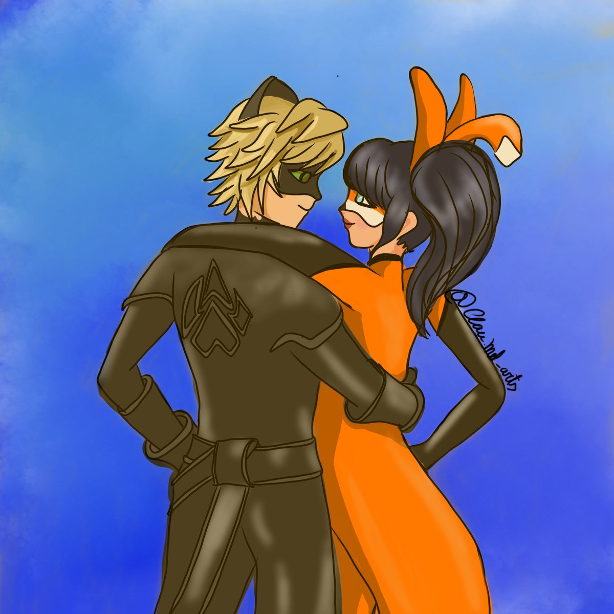 Claufermeel's tweet photo. Su Renardnoir con dos variantes 🖤🧡

#renardnoir #Chatnoir #Marinette 

#mlbtwt https://t.co/tXlqoOQkJJ