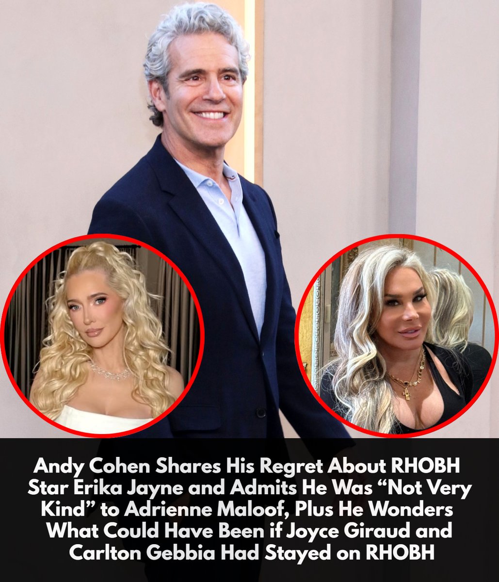 RealityBlurb's tweet photo. Andy Cohen shares his regret about RHOBH star Erika Jayne and admits he was “not very kind” to Adrienne Maloof, plus he wonders what could have been if Joyce Giraud and Carlton Gebbia had stayed on #RHOBH
https://t.co/AoOLhYyup6 https://t.co/OjRaUzhewm