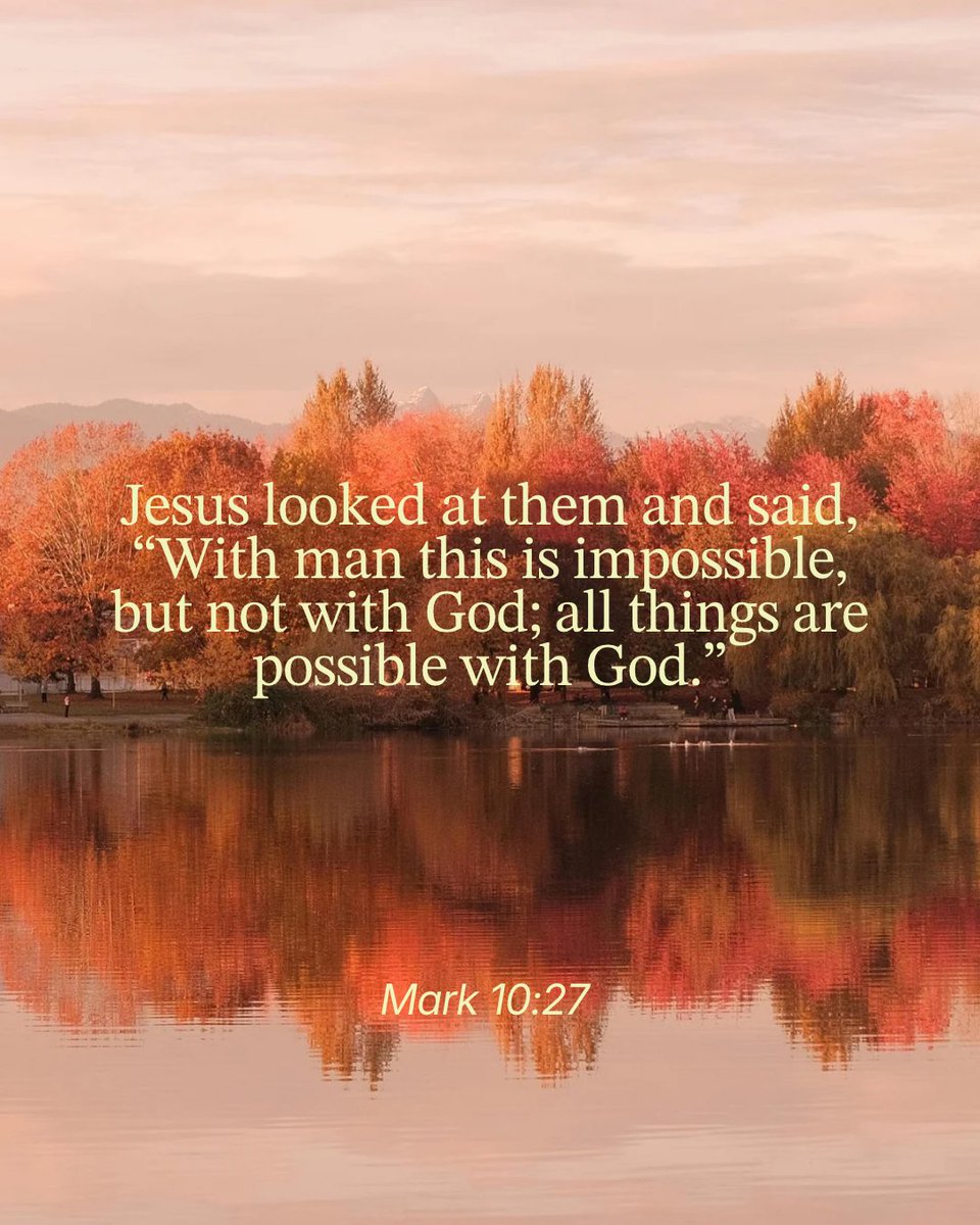 Guideposts's tweet photo. ✨QOTD: What has God made possible in your life?

📖"Jesus looked at them and said, 'With man this is impossible, but not with God; all things are possible with God.'” Mark 10:27 https://t.co/Z7baLHV7tt