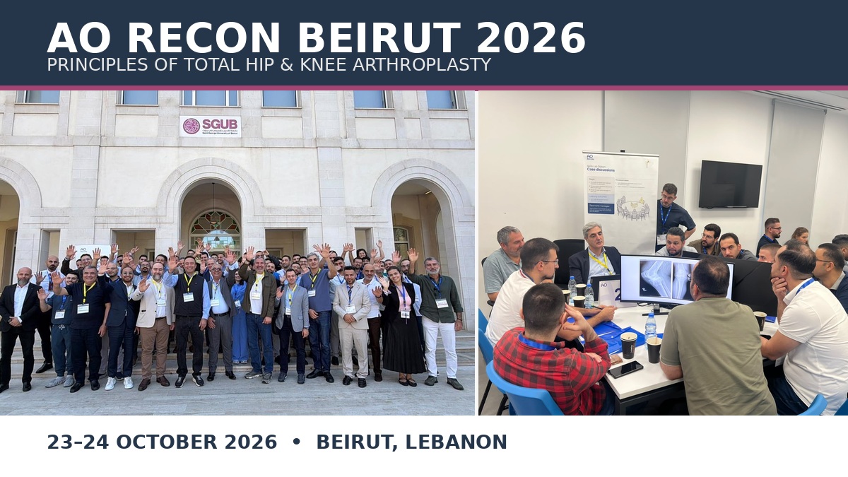 DrAlexNehme's tweet photo. A tremendous success for AO Recon Beirut 2026! 🇱🇧

Two days of outstanding hip &amp; knee arthroplasty education, hands-on training, and inspiring collaboration at SGUB.

Grateful to our faculty, participants, AO Foundation &amp; organizing team!

#AORecon #SGUB #Orthopedics https://t.co/HgkjMAhwpj