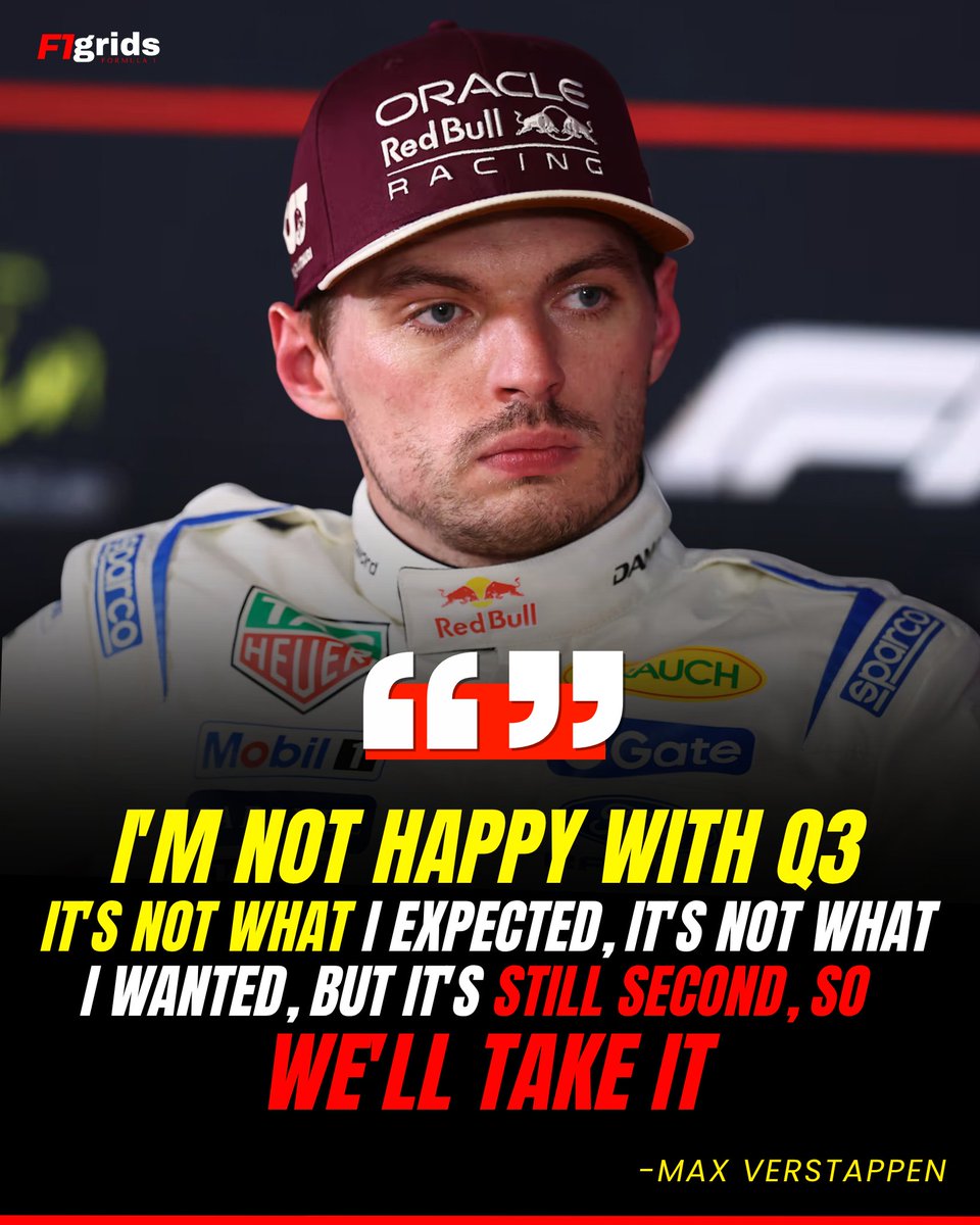 F1gridx's tweet photo. Max Verstappen wasn’t happy with his Q3 performance after struggling with grip and balance, but will start P2 for the US Grand Prix. https://t.co/Zrbu7xioVj