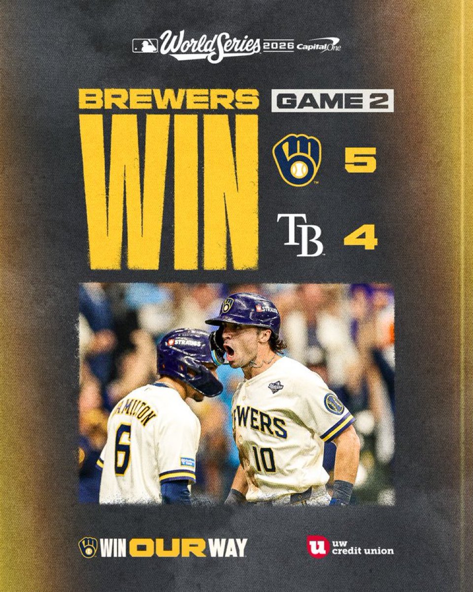 TankShots's tweet photo. The Brewers are the first team since the 1932 Yankees to allow four runs in the first inning of a World Series game and come back to win. https://t.co/mr8g8ZX7jj