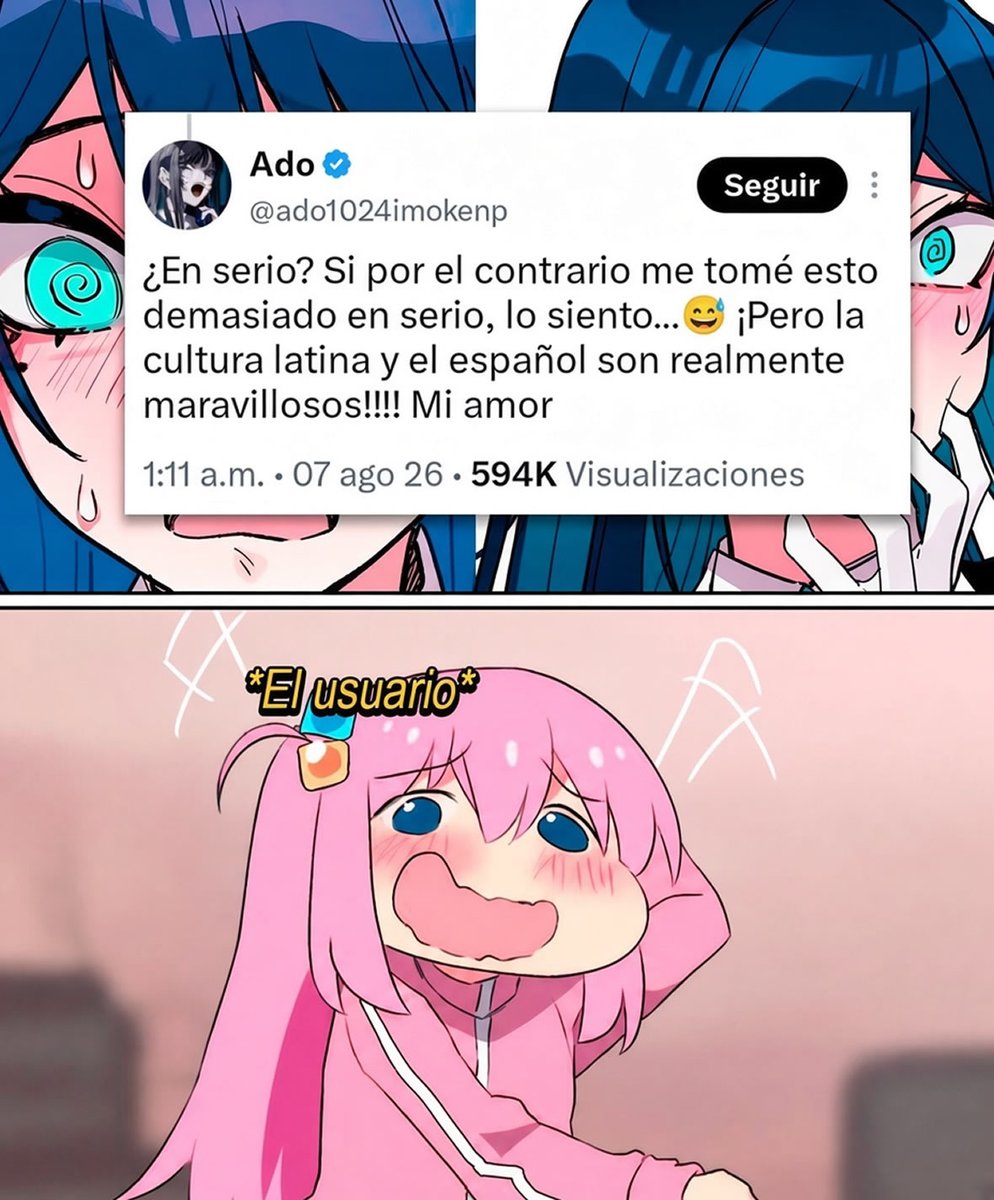 SomosKudasai's tweet photo. Nunca olvidar cuando la ADO estaba respondiendo comentarios en español y se le escapo un "Mi amor" en una respuesta a un afortunado 😭 😭 😭 https://t.co/4HibudPL7t