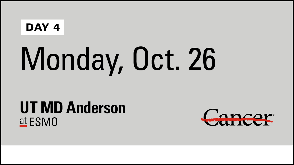 UTMDAnderson's tweet photo. Join UT MD Anderson at ESMO Monday for Meet the Experts at Booth 8006 in Hall 8. Discuss the next generation of immunotherapies, advances in leukemia care and how genomic discoveries are translating into clinical impact. #ESMO26 #EndCancer 1/2 https://t.co/Q5qwfacTnD