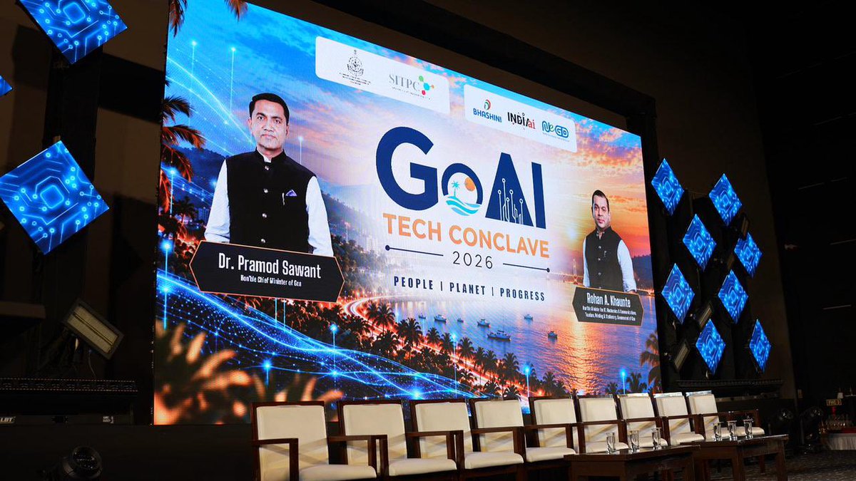 StringReveals's tweet photo. BIG⚡️Goa is gearing up to become a model for India’s AI revolution!

Under PM Narendra Modi’s vision, IT & Tourism Minister Rohan Khaunte is spearheading an ambitious AI roadmap focused on preserving India’s ancient wisdom through an AI Centre of Excellence for Indic Heritage, transforming Goa’s tourism through Sovereign AI and bringing Konkani into the AI era using Bhashini. The grand plans were unveiled at the Goa AI Tech Conclave 2026.

Ancient heritage. Modern technology. A smarter Goa!