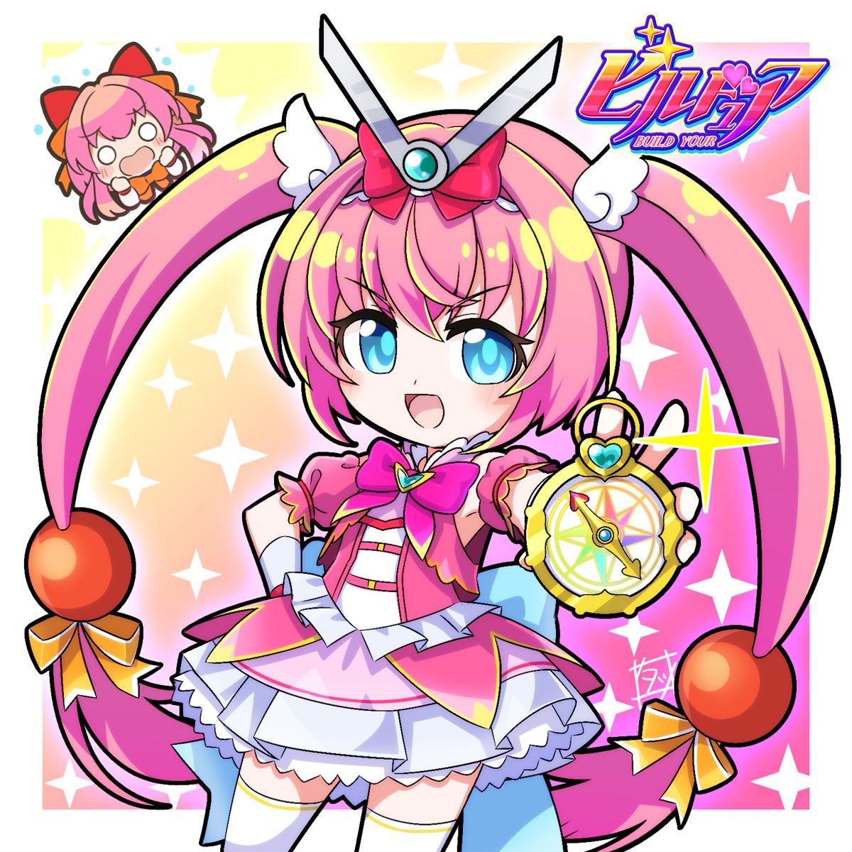 sesoken's tweet photo. 💞「ほえ～!? コンパスちゃんが変身しちゃった～？」
🧭「変身少女 ドュアミッシング！
私の働きっぷり、とくと見るがいいです！」
#俺タワーイラスト https://t.co/Mjb4pwIWVN