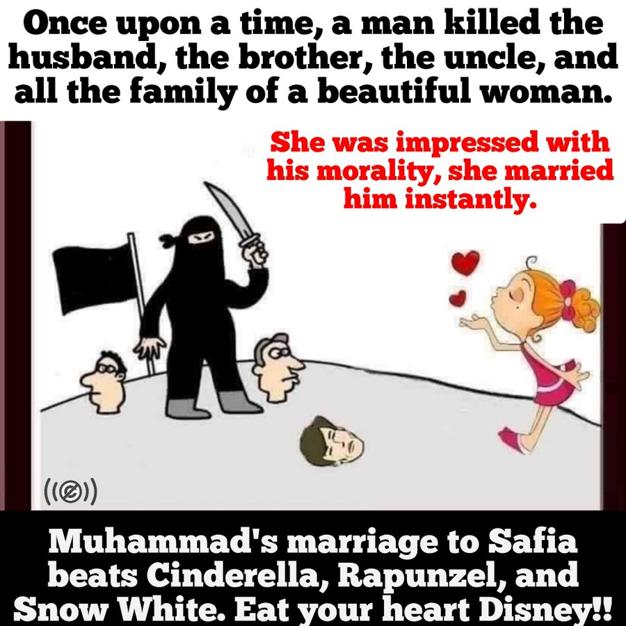 ImtiazMadmood's tweet photo. Muhammad ordered the beheading of 600-900 men of the Jewish Banu Qurayza tribe and took their women and children as captives. Muhammad also took Rayhana, one of the captive women, for himself.

Here is the story from authentic hadiths, Muhammad's earliest biography, and the Quran:

"Sa'd said, 'I give the judgment that their warriors should be killed and their children and women should be taken as prisoners.' The Prophet then remarked, 'O Sa'd! You have judged amongst them with (or similar to) the judgment of the King Allah.'"
Sahih Bukhari 3043

"I was among the captives of Banu Qurayzah. They (the Companions) examined us, and those who had begun to grow hair (pubes) were killed, and those who had not were not killed. I was among those who had not grown hair."
Sunan Abi Dawud 4404

"Then the apostle went out to the market of Medina (which is still its market today) and dug trenches in it. Then he sent for them and struck off their heads in those trenches as they were brought out to him in batches ... There were 600 or 700 in all, though some put the figure as high as 800 or 900."
Ibn Ishaq, Sirat Rasul Allah, p. 464

"The apostle had chosen one of their women for himself, Rayhana … and she remained with him until she died, in his power. She had shown repugnance towards Islam when she was captured and clung to Judaism."
Ibn Ishaq, Sirat Rasul Allah, p. 466

"And He brought down those who supported them among the People of the Scripture from their fortresses and cast terror into their hearts [so that] a party [i.e., their men] you killed, and you took captive a party [i.e., the women and children]. And He caused you to inherit their land, their homes, and their properties."
Quran 33:26-27