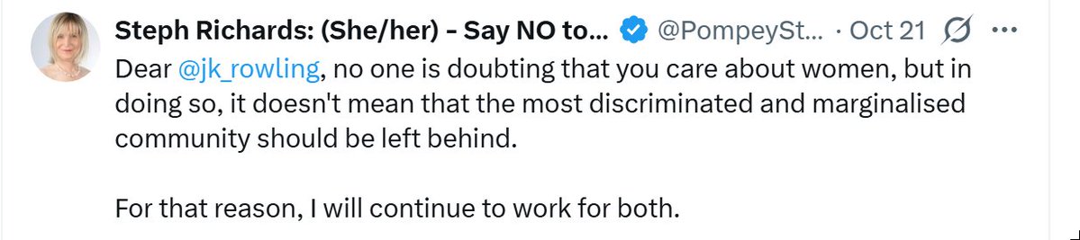 garylfrancione's tweet photo. Dear @PompeySteph: Saying that men who identify as women comprise the "most discriminated and marginalised community" because they can't abrogate/appropriate women's rights is a profound insult to women and to every group that is discriminated against and marginalized. https://t.co/J25TDVp0un