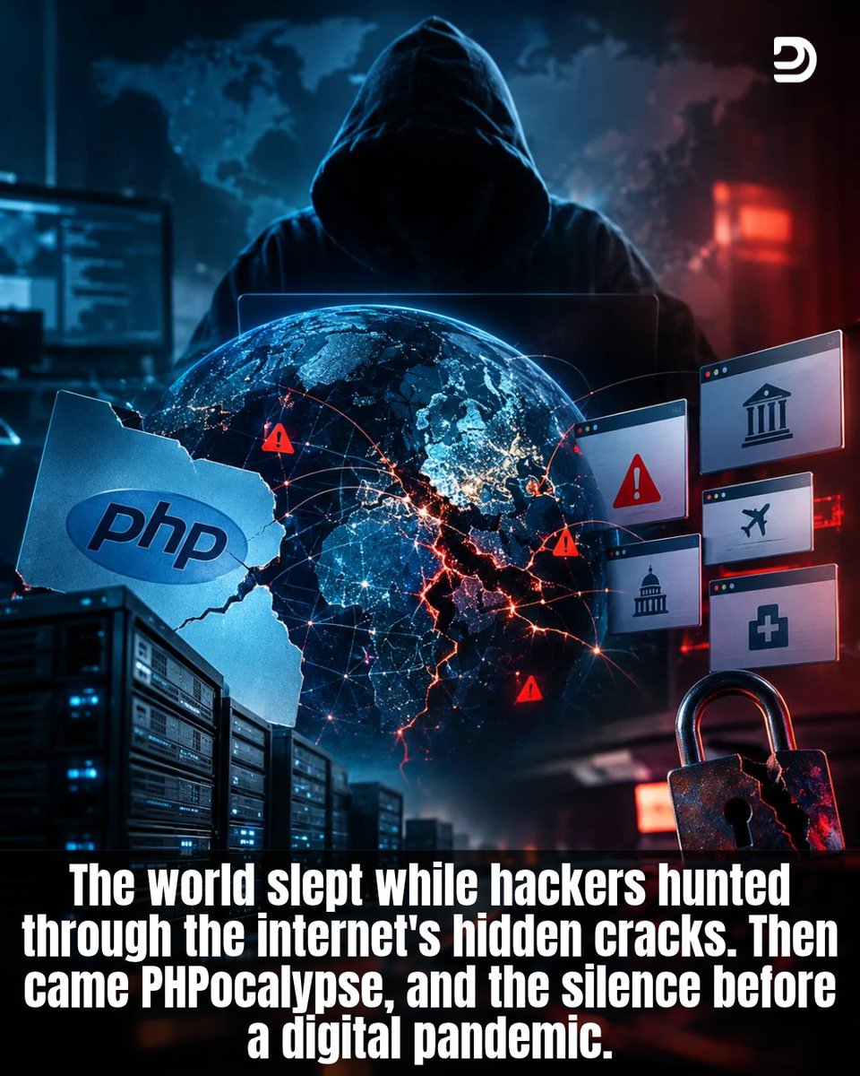 md_deepesh's tweet photo. SOMETHING SINISTER JUST HAPPENED.
Most people never noticed.
Even the headlines missed the point.

A part of the internet collapsed.
It started locking its own doors.

THE NAME: PHPOCALYPSE.

PHP powers 69% of known web backends.
It runs logins, forms and services.
An invisible engine of the web.

Two critical flaws hid in its core.

A crafted request could corrupt RAM.
An outsider could run server code.

No login. 
No password.

11 AUGUST.
AI-assisted researchers warned PHP.
An old memory bug was far worse.
Engineers began a private repair.

17 OCTOBER.
Amazon detected an exploit attempt.
Four days before public disclosure.

Who was behind it?
Not Disclosed.

Did it work?
Still unknown.

20 OCTOBER.
The vulnerability IDs leaked.
A demonstration video appeared.
The patch deadline moved forward.

The race began.

21 OCTOBER. 8:32 AM IST.
Cloudflare activated protections.

Then came the shutdowns.

Government portals went dark.
Banks paused online services.
Airlines, railways and tax portals faced emergency interruptions.

From Japan to Europe.

No global internet blackout, yet.
Many sites closed to prevent hacks.

21 OCTOBER. 7:30 PM IST.
PHP released emergency fixes.

Czech engineer Ondřej Surý helped package them for servers.
Even older versions got help.

Attackers were already probing.

In 45 minutes: tens of thousands of attempts across Cloudflare.

By 22 October: millions.
Attempts made to break-ins.

22–25 OCTOBER.
Patched services began returning.
Unpatched servers remained at risk.

On the 23rd, a narrower flaw arose.

The true breach count? 
Still not disclosed. 

AI helped uncover the defects.
AI could also speed up attackers.

Humans delivered the patches.
Some were unpaid volunteers.

One old bug.
A global emergency.

Today it was PHP.

What else is quietly waiting?
A Digital Pandemic is Loading?