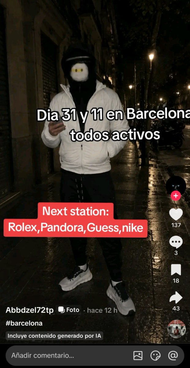 Anujbost's tweet photo. Despues de los incidentes de ayer aparecen cuentas nuevas, ahora para el día 31 de octubre y 11 de noviembre 

Es decir, que estan convocando justamente saqueos el día de la huelga general

Cuenta con un solo post e imagen generada por IA. Hay mas cuentas así y otras convocatorias para el día 30 de noviembre (día despues de las elecciones)