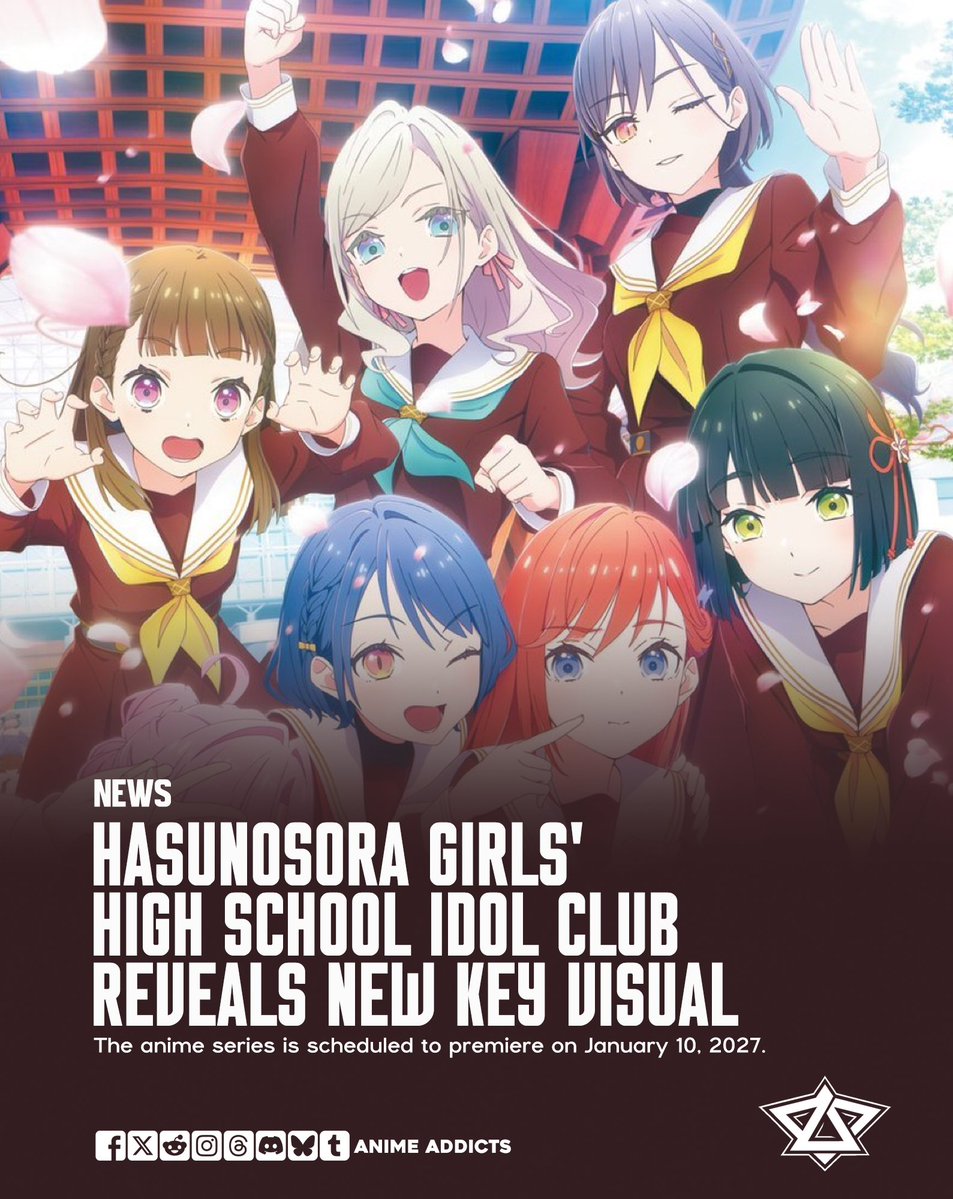 AnimeAddicts's tweet photo. News: "Hasunosora Girls' High School Idol Club" Reveals New Key Visual!

The anime series is scheduled to premiere on January 10, 2027. https://t.co/NVOrIZq0J4
