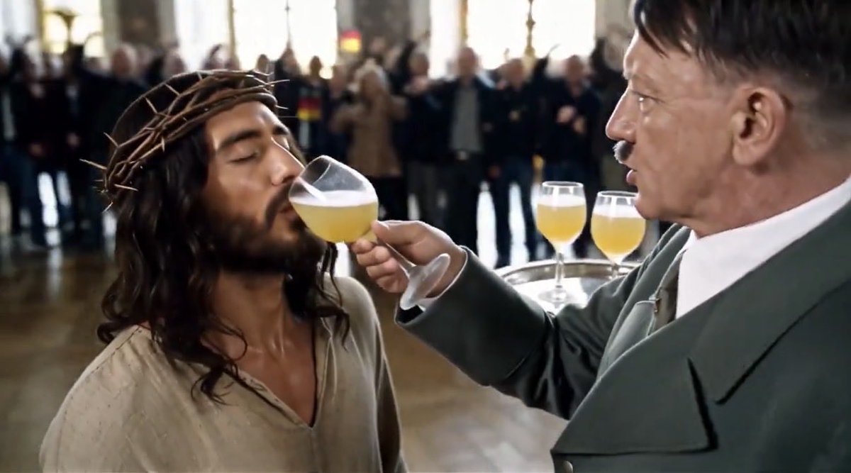 alialialiku's tweet photo. @YAJUMCsakujyo @inmuking 🚨Among a group in East Asia known as "Inmu Chu," videos depicting ✝���Jesus Christ and ☪️Muhammad have become popular. Furthermore, these videos contain insulting portrayals—such as one in which Adolf Hitler forces someone to drink iced tea laced with poison🚨#JesusChrist #Muslim https://t.co/P0M6q8Fh8q