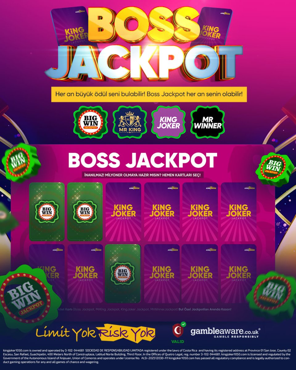 KingJoker_Resmi's tweet photo. 🃏 Büyük Sürpriz Hangi Kartta Saklı? 🃏
#KingJoker'de Boss Jackpot kartları açılıyor!
Sürpriz ödüller seni bekliyor!
Peki, sen hangi kartı seçerdin?
Güncel link profilde!
#pazar #SAMvAMD https://t.co/Q3Bh5ZfXjd