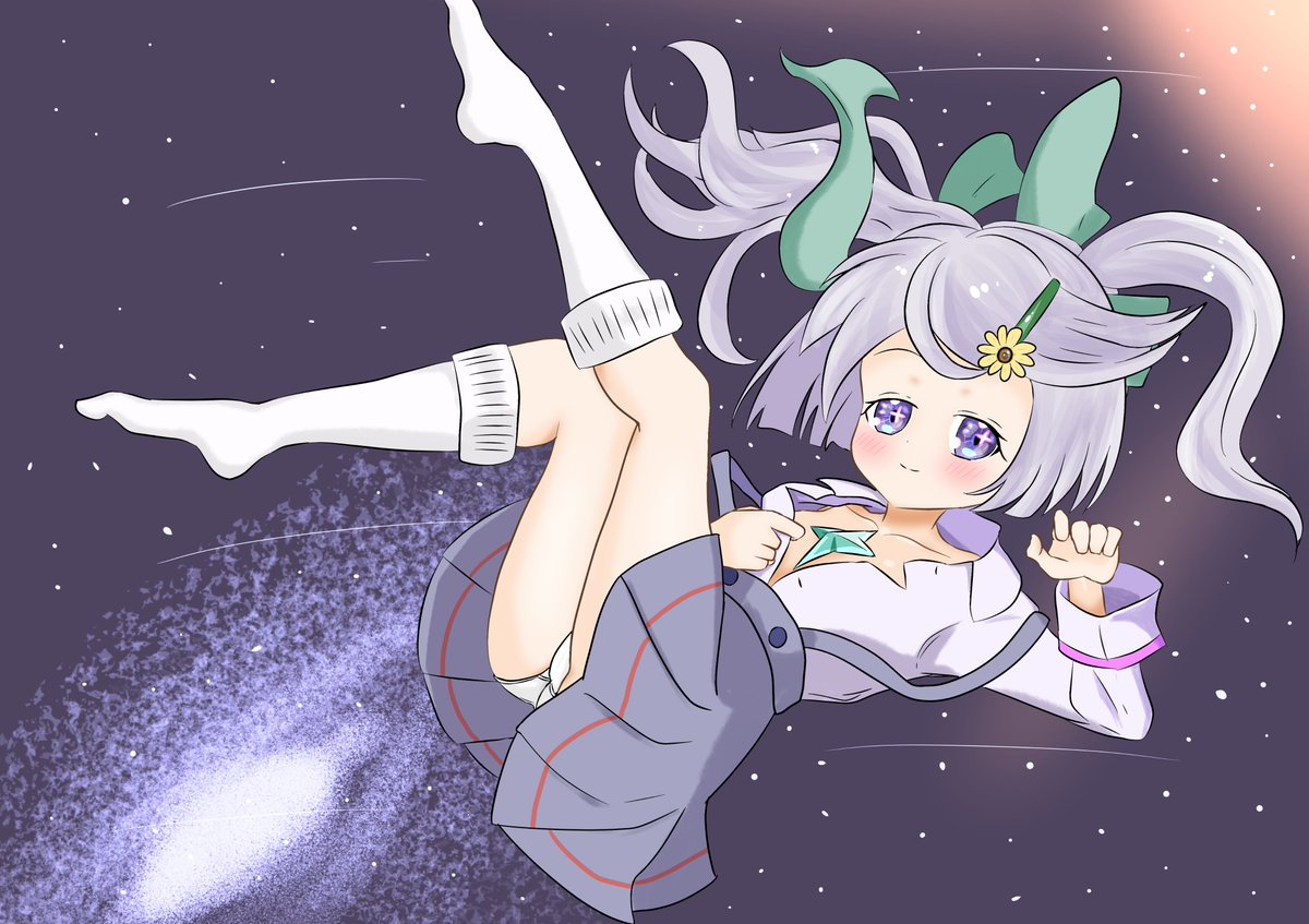 fouse226's tweet photo. 宇宙を漂うサテライトちゃん
途中で「サテライトちゃんの胸の星は飾りじゃなくて体の一部かもしれない」と思い至り、そのまま描いたよ。
＃イラスト
＃モンストイラスト https://t.co/2umEMvPOlQ
