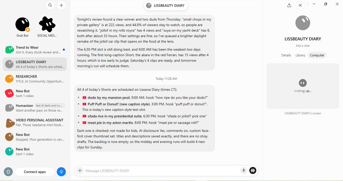 Sonofpeace0001's tweet photo. My AI agent made the videos that got the most views. I hid every one of them.

Here's why, and what I'm doing about it this week.

I set up an agent on @grok @bot to run a faceless YouTube channel on its own. Research, make the videos, post, reply to comments, report back.

For a few days it was perfect.

Then my character started changing. The face, then the build, then the skin tone.

Those drifted videos pulled more views than the originals. I made them private anyway. A channel built on one face can't change that face every week.

So I cut the jobs down. Fewer tasks, tighter rules.

It still drifted.

That's when I stopped blaming my prompts and changed my setup.

I've found a better way to run a faceless channel with AI, one that keeps the character the same every time.

This week I'm building it live, right here. The platform, the prompts, the mistakes and the results.

If you've wanted to start a faceless YouTube channel but didn't know where to begin, follow me now and turn on notifications. Part one goes up this week.
