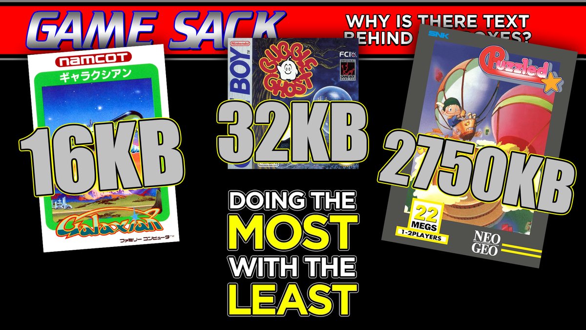 GameSack's tweet photo. NEW EPISODE!

We've checked out the biggest, now let's look at the smallest cartridge games and see which ones make the best use of their low memory!

https://t.co/GFtlIWNaqS https://t.co/h6gZpLBVX2