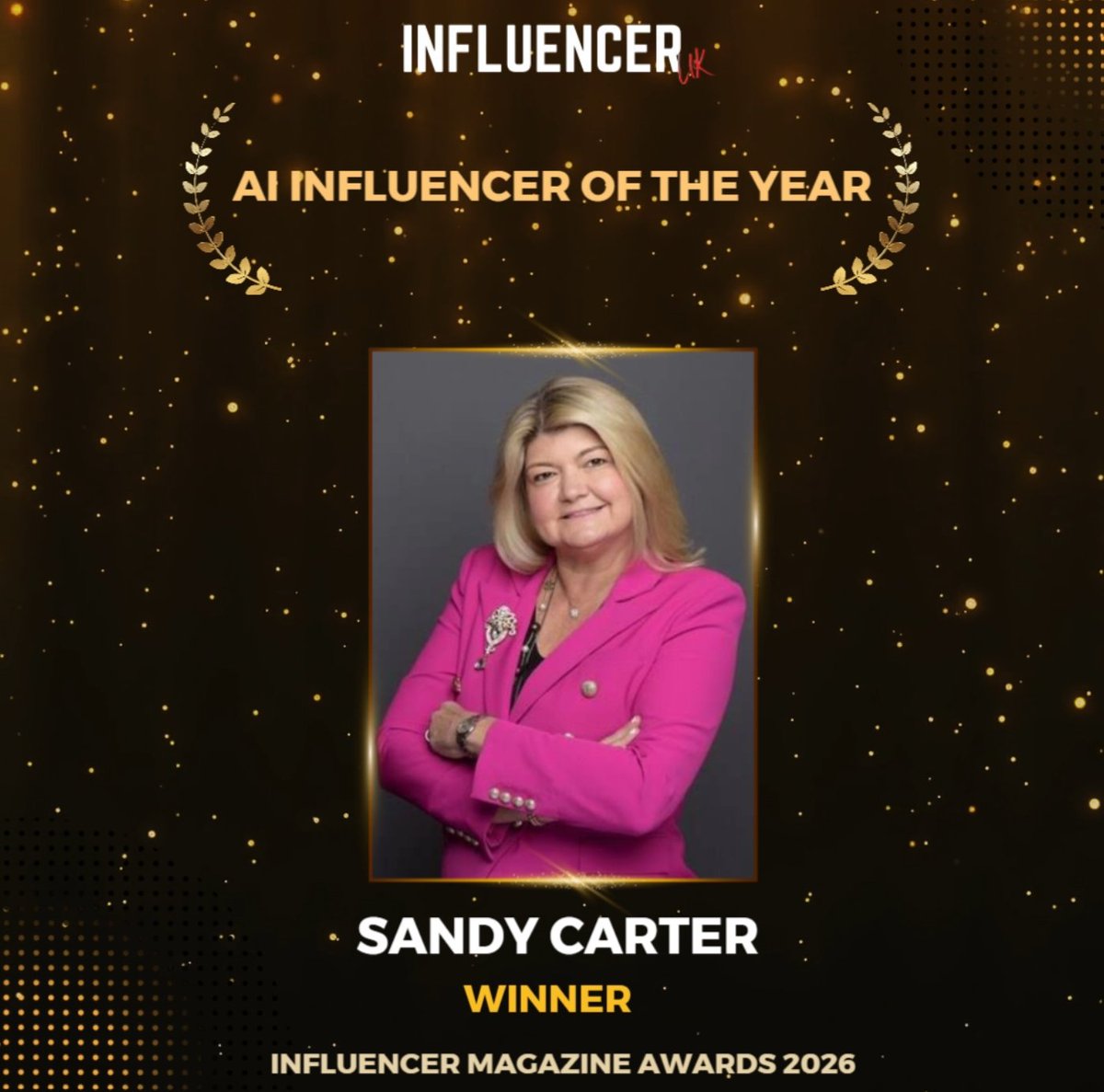 influencer_uk's tweet photo. Sandy Carter Wins ‘AI Influencer of the Year’ at Influencer Magazine Awards 2026

 https://t.co/kIu5RzoC0y https://t.co/Wfl8Y8kBgv