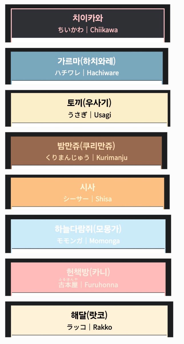 purit_yaha's tweet photo. 그거 아시나요? 어디서 들은건데
나무위키에 치이카와 애들 검색하면
말을 하는 애들은 가타카나로,
말을 못하는 애들은 히라가나로 적혀있대용😆 https://t.co/G8baolBBJp