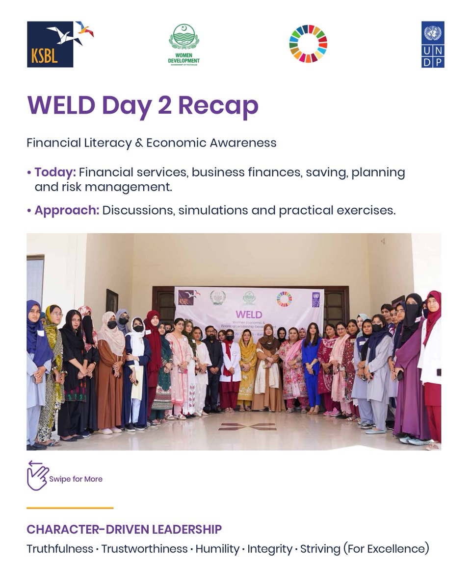 ksblpakistan's tweet photo. Women’s financial capability builds confidence, leadership &amp; economic independence. 

Day 2 of the WELD Punjab Chapter in Bahawalpur, led by @UNDP_Pakistan   with KSBL and the P&amp;D Board, focused on financial literacy, business management and risk resilience.

#WELD #KSBL https://t.co/gXBTLEygNx