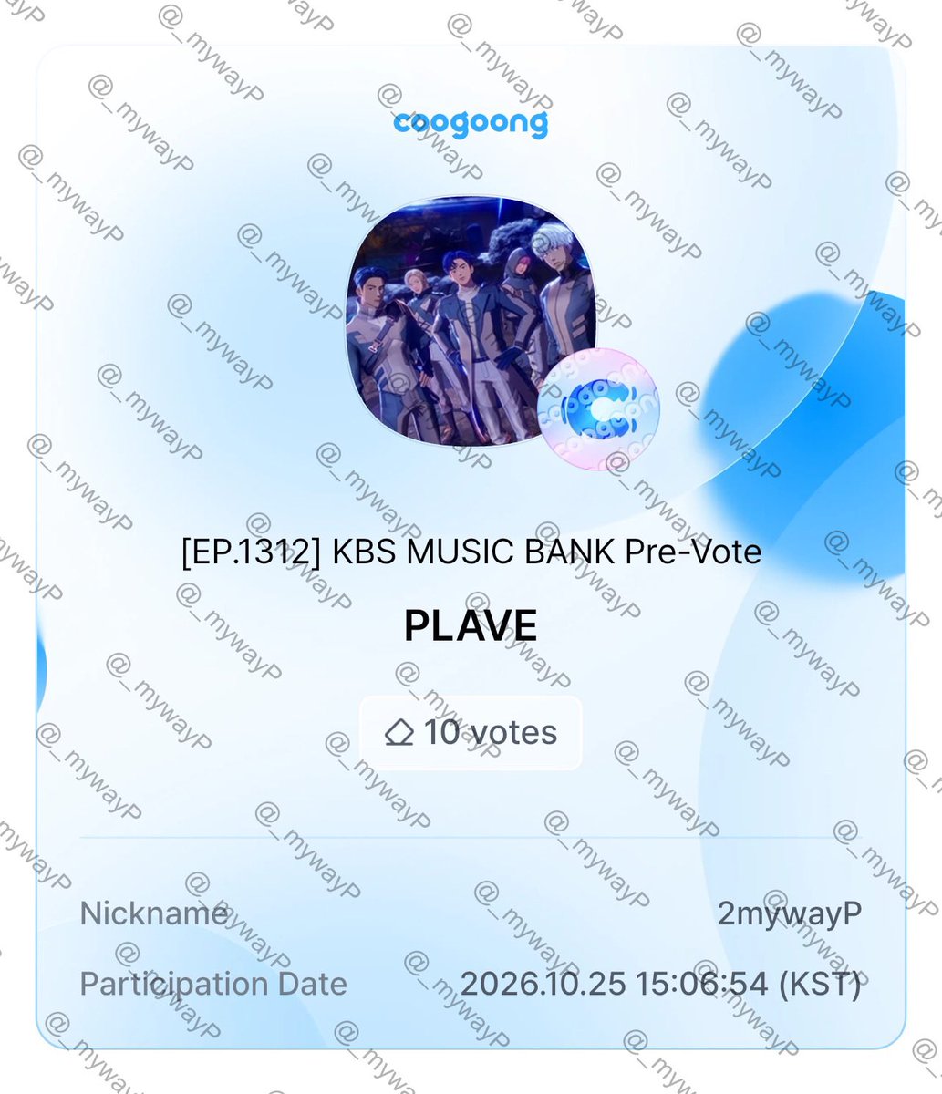_mywayP's tweet photo. 🌟สรุปโหวตวันนี้

- Mnet plus: โหวต Billboard 10 ครั้งฟรี (ปิดโหวตวันนี้!)
- Idolchamp: Pre-vote โชว์แชมป์ (ปิดโหวตพรุ่งนี้บ่ายโมงไทย)
- Coogoong: Pre-vote มิวแบ้ง (ปิดโหวตวันพุธ 9 โมงเช้า)

*มิวแบ้งจำกัด 500 โหวต/ครั้ง โหวตแล้วต้องรอ 10 นาทีถึงจะโหวตอีกได้
#voteforplaveth https://t.co/xqNuz2iElx