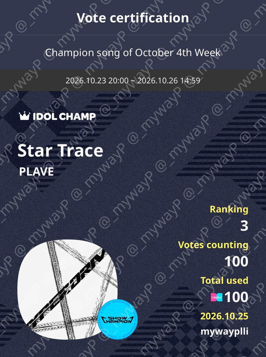 _mywayP's tweet photo. 🌟สรุปโหวตวันนี้

- Mnet plus: โหวต Billboard 10 ครั้งฟรี (ปิดโหวตวันนี้!)
- Idolchamp: Pre-vote โชว์แชมป์ (ปิดโหวตพรุ่งนี้บ่ายโมงไทย)
- Coogoong: Pre-vote มิวแบ้ง (ปิดโหวตวันพุธ 9 โมงเช้า)

*มิวแบ้งจำกัด 500 โหวต/ครั้ง โหวตแล้วต้องรอ 10 นาทีถึงจะโหวตอีกได้
#voteforplaveth https://t.co/xqNuz2iElx