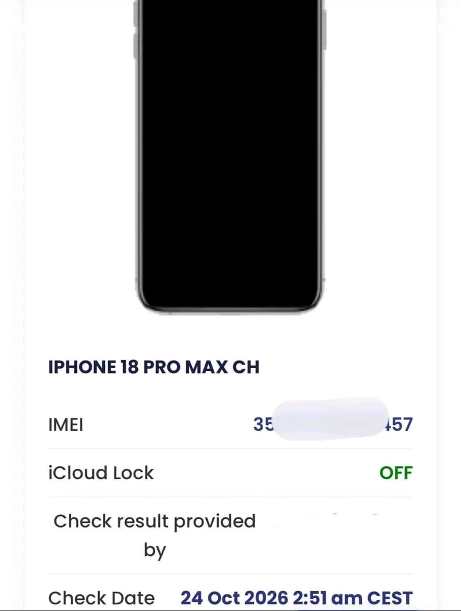 iapplesolution's tweet photo. *👉 IPHONE 15 PRO MAX  🍎 iCloud 🔐 Remove FMI 📴 ✅ Successfully*

🍎 IPhone 18 PRO Max  iCloud
🔐 REMOVE FMI 📴 ☑️🚀 Best Price https://t.co/E8Mwd6juFp