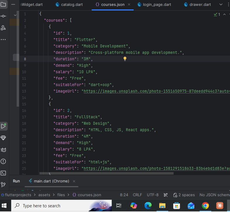 sapnasolanki15's tweet photo. Day 8 of my Code journey! 🚀
📌 Setting up models (catalog.dart),
📌parsing JSON with jsonDecode / fromMap,
📌 rendering dynamic gridView and listsView with initState()
This is how UI looks in initial stage will get better Soon💻🔥 #Flutter #CodingJourney #keeplearning https://t.co/IEfIIq0qIR