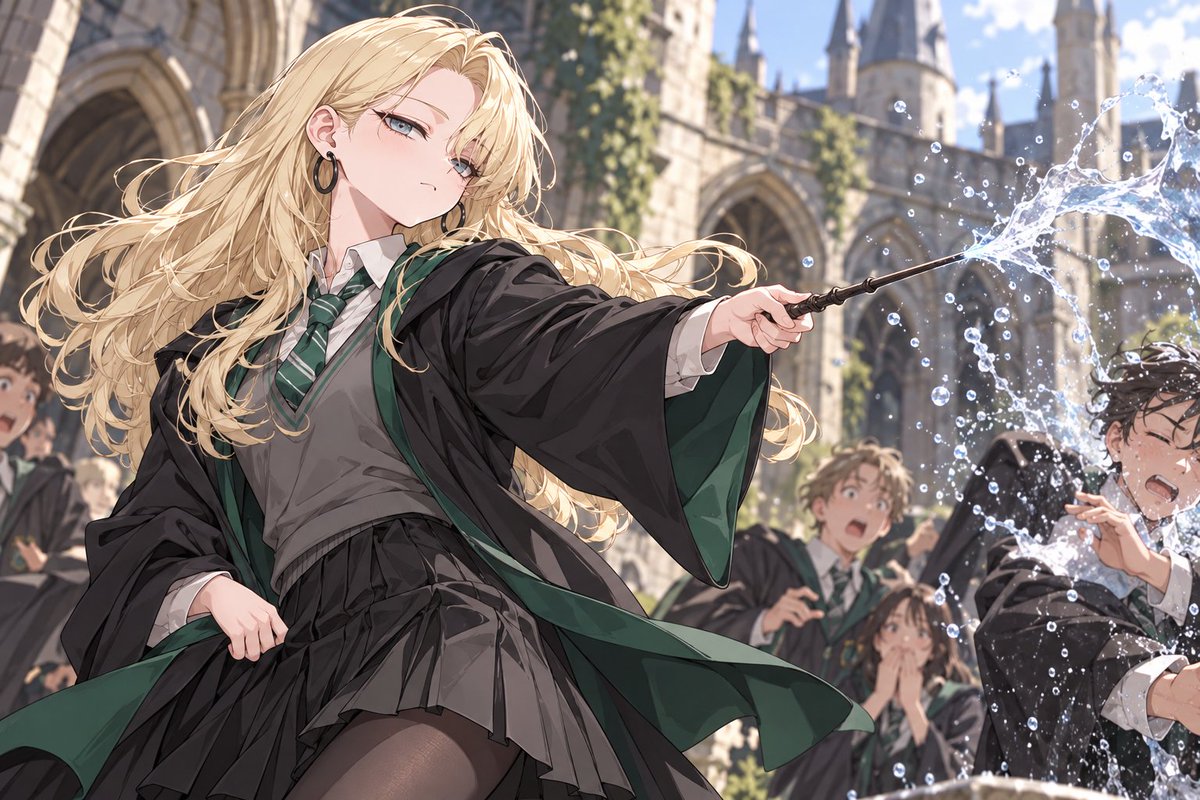 zerozakiyamo's tweet photo. TSマルフォイ #malfoy
騒ぎの中心でも、手は止めない。
Even in the commotion, she keeps her aim.
AIイラスト / AI-generated illustration
#malfoid #マルフォイ #女体化マルフォイ #HarryPotter https://t.co/jjsV5NDhKi