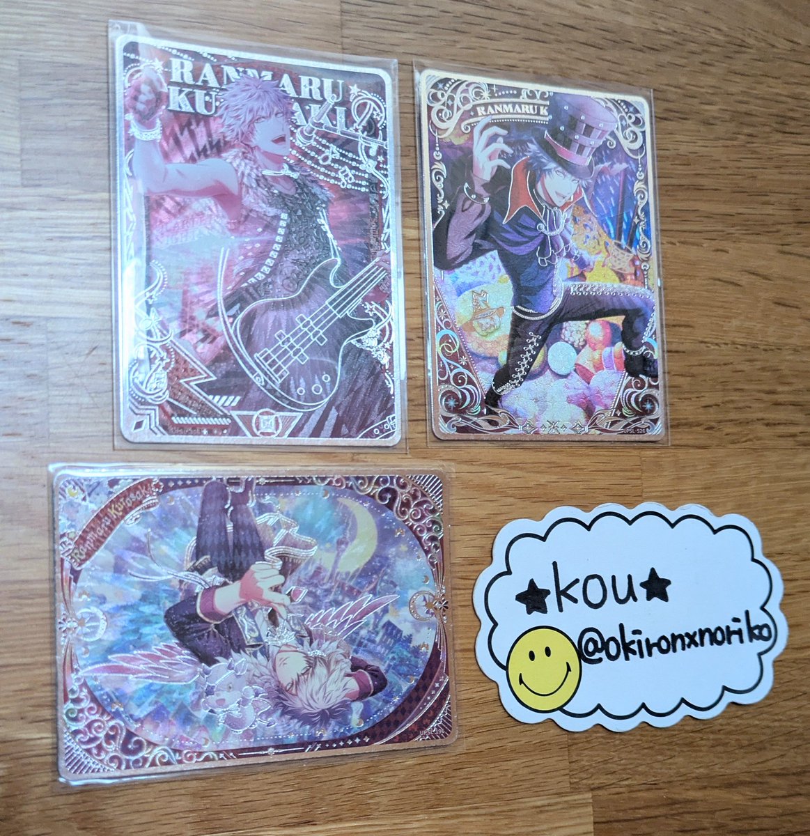 okironxnoriko's tweet photo. 【交換】うたプリ ビジュコレ Vol.1 vol.2 vol.3 vol.4 vol.5 SR 特典

譲:音也.真斗.トキヤ.レン.翔.セシル.嶺二.藍.カミュ

求:蘭丸(画像３)または特典(画像４)

別ポストにNRあります
一部お声がけ中
検索からお気軽にお声掛けください
よろしくお願い致します https://t.co/Z4yibyZKuI