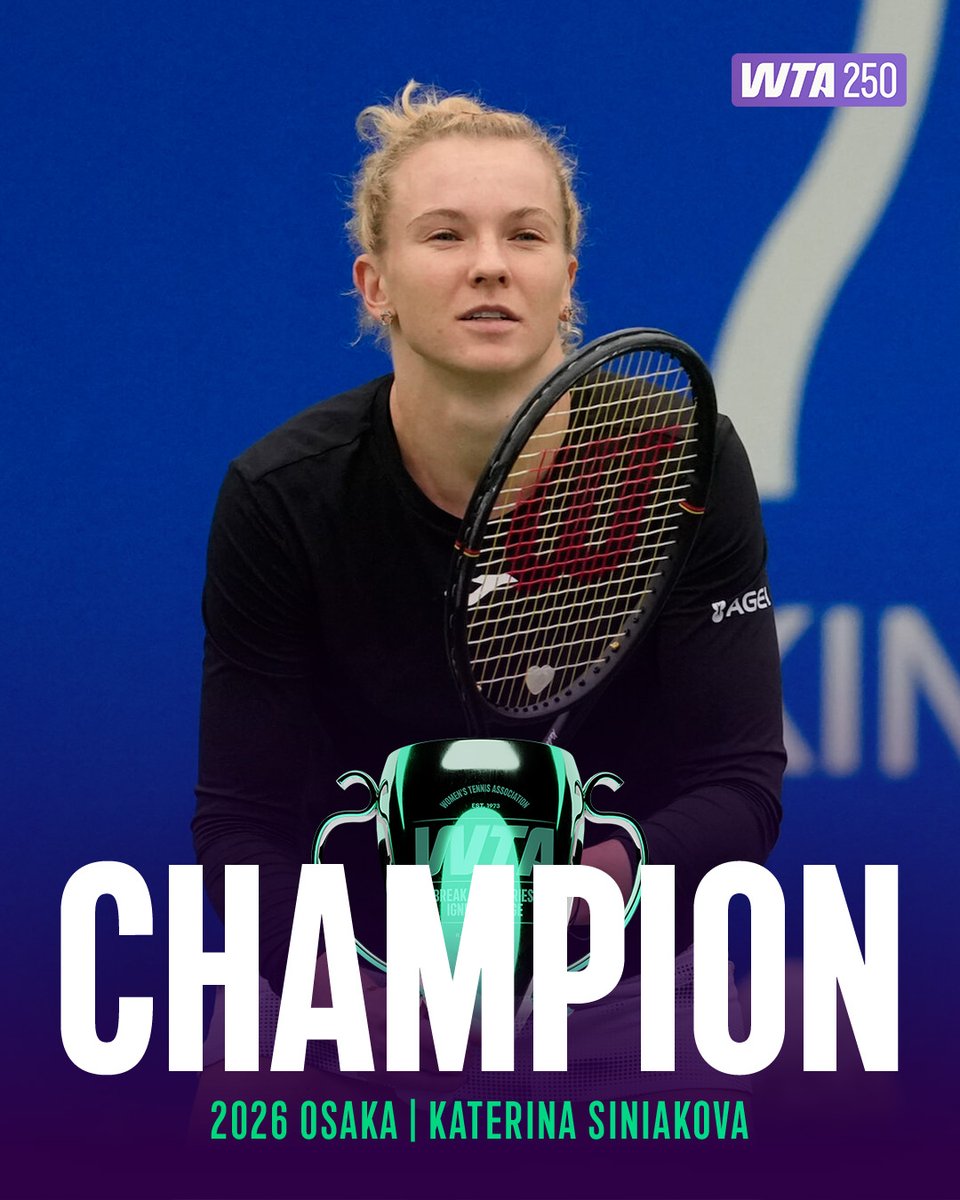WTA's tweet photo. Czech-mate in Osaka 🏆

Katerina Siniakova defeats Krueger 6-1, 6-0 to claim her sixth career singles title and first since 2023.

#KinoshitaJOTennis https://t.co/8Xoln7vYHh