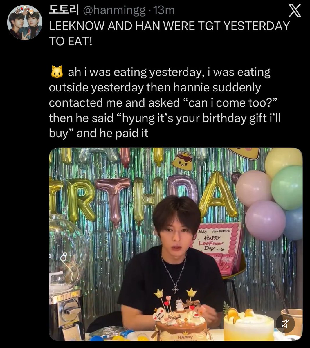 hanmingg's tweet photo. han in 2024 planning a date for leeknow’s birthday in australia 🤝 han in 2026 asking if he can come to eat with leeknow in japan and paying for it as birthday gift https://t.co/PUC2EPqrw8