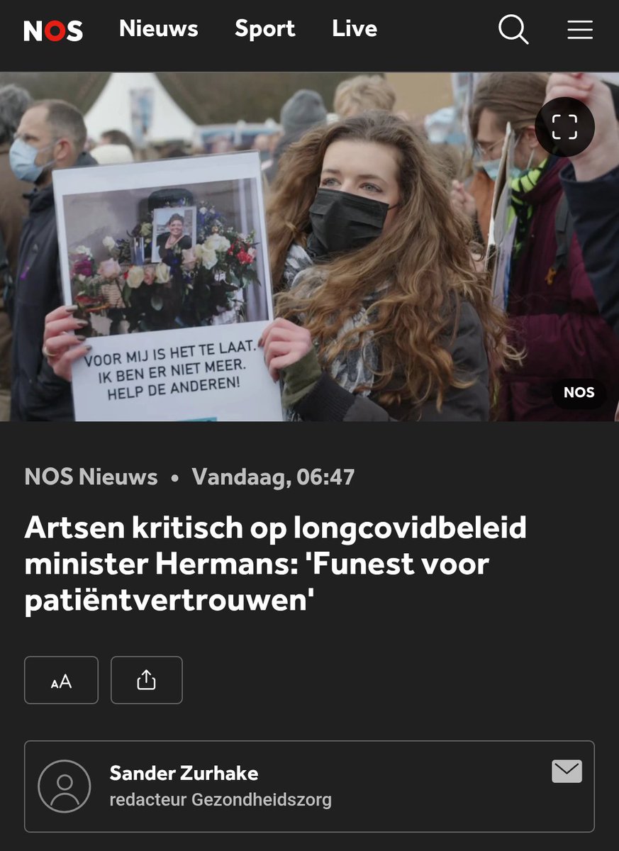 riendebock's tweet photo. Goedemorgen. Overheidsbeleid voor Long Covid en PAIS is ernstig nalatig.

Artsen geven aan dat "laat maar aan de reguliere zorg" een gapend zorggat oplevert. 

Expertisecentra zitten klem en kunnen hun taak niet doen met het symbolische bedrag op de VWS-begroting. En Amsterdam UMC moet nu patiënten afbellen door die in den Haag gecreëerde instabiliteit.

Structurele onderzoeksfinanciering ontbreekt zo jaagt de overheid vakmensen weg.

En de minister reageert lamlendig zoals we op dit dossier gewend zijn. Ze:

-belicht uit de brandbrief van huisartsen alleen dat deel wat geen actie van haar vraagt, en ook nog eens de zorg bemoeilijkt
-verwijst alleen naar lopend onderzoek en niks in de toekomst
-en verwijst alle verantwoordelijkheid voor het ontbreken van zorg en de bureaucratische patstelling naar de zorgsector

Deze apathische houding van opeenvolgende ministers is precies het probleem!

Dank voor de heldere uiteenzetting van deze ramp @Zurhake