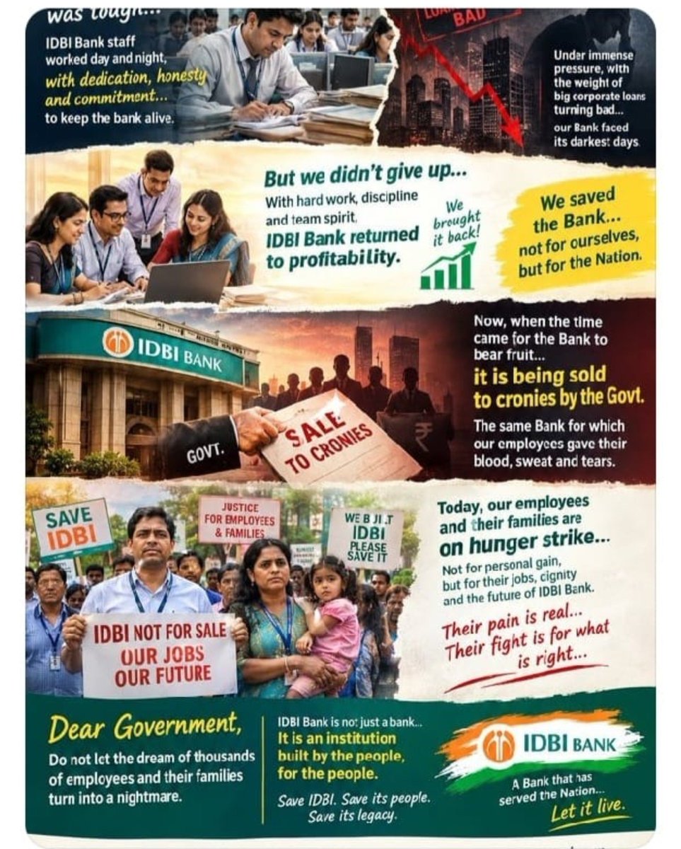 AnanAbi2513's tweet photo. Privatizing IDBI Bank is just the 1st step towards Privatizing all the other public sector banks and Institutions. If this move is not opposed now , later Government of India will become India Private Limited. We oppose Privatization of IDBI Bank 
#StandWithIDBI https://t.co/9i6n03rBft