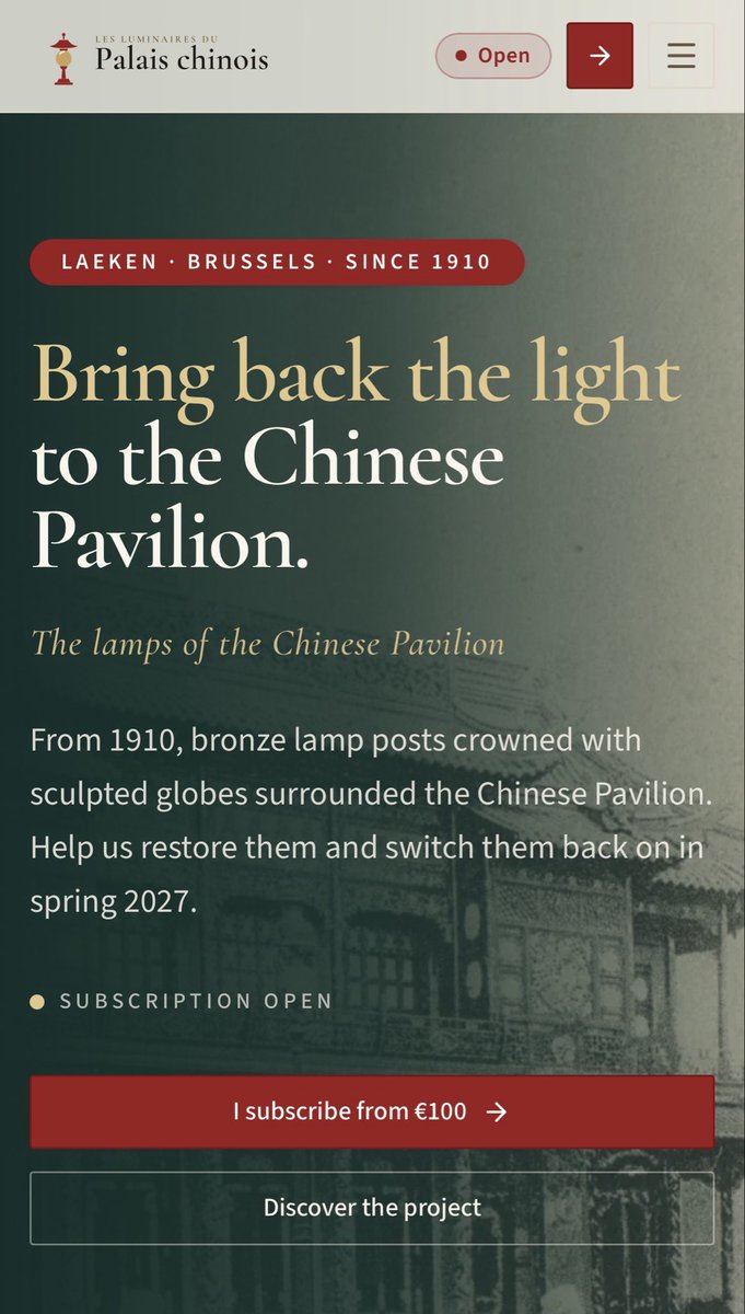 BEinShanghai's tweet photo. 📣 Non- profit organisation Chinese Pavilion &amp; Silk Road Countries has launched a public subscription campaign to restore 6 standing lamps of the pavilion in 🇧🇪 Brussels, starting @ 100 EUR

Help them restore them &amp; switch them back on in spring 2027.

👉 https://t.co/n2sP7ZmAFF https://t.co/ixKYRyi24V