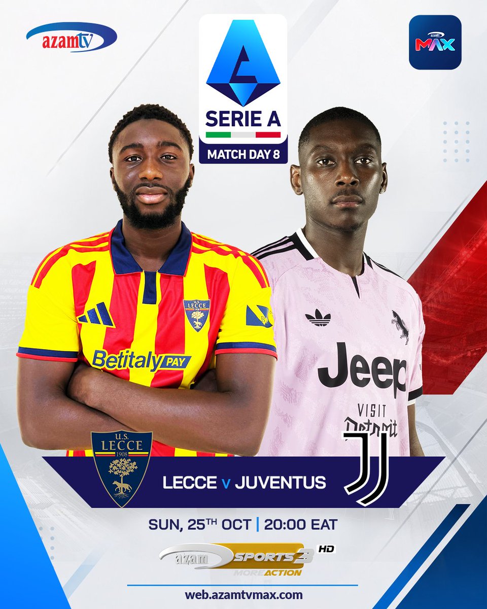 Azamtv_ug's tweet photo. Juventus must deal with fatigue, faltering form and a long injury list, so picking up three points in Lecce is far from a foregone conclusion.

We say: Lecce 0-1 Juventus
#LecceJuventus #SerieA #Juventus #Lecce #ItalianFootball #Matchday8 #FootballBanter https://t.co/ipkzvIWli5