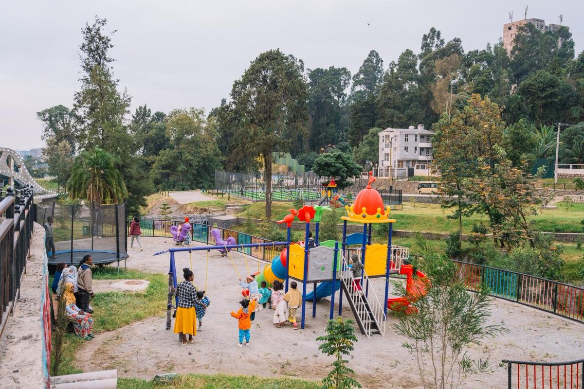 AbiyAhmedAli's tweet photo. Today, we inaugurate the Kechene–Ambassador–Gihon– Irreecha–Bambis Riverside Development, a 351-hectare, 10-kilometer corridor advancing our vision of a modern, green, and inclusive Addis Ababa.

With pedestrian walkways, cycling lanes, and integrated transport infrastructure, this development creates a more accessible and liveable urban environment. Its children’s playgrounds, plazas and amphitheaters, sports facilities, and eight fountains and water features offer new spaces for recreation, social interaction, and community life. Parking facilities and eight electric vehicle charging centres, capable of charging over 100 vehicles simultaneously, further strengthen its modern infrastructure.

Through river management, soil and water conservation, and riverside green spaces, we are bringing environmental restoration together with urban transformation. Equally important, we are expanding economic opportunities. A dedicated market centre enables residents who previously lived along the river corridor to produce, display, and sell handicrafts, while an agricultural produce mall connects agricultural producers with markets.

Our vision is to build a city that is not only beautiful but also productive and inclusive; a city that serves its people today and generations to come!