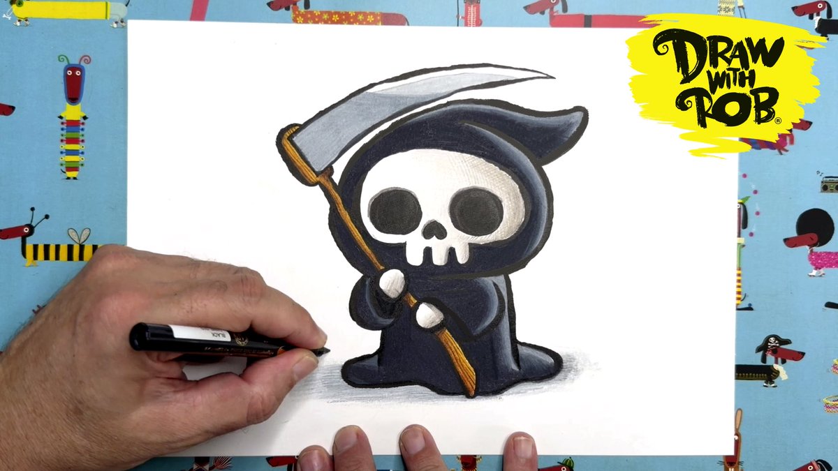RobBiddulph's tweet photo. ✏️PENCILS AT THE READY, TEAM! In this special #Halloween episode of #DrawWithRob we're summoning a cute Grim Reaper! So grab some paper and something to draw with and be brave! Remember to share your pictures using #DrawWithRob. GOOD LUCK!
👉https://t.co/ZehykOhzov https://t.co/QFWuZs6CPf