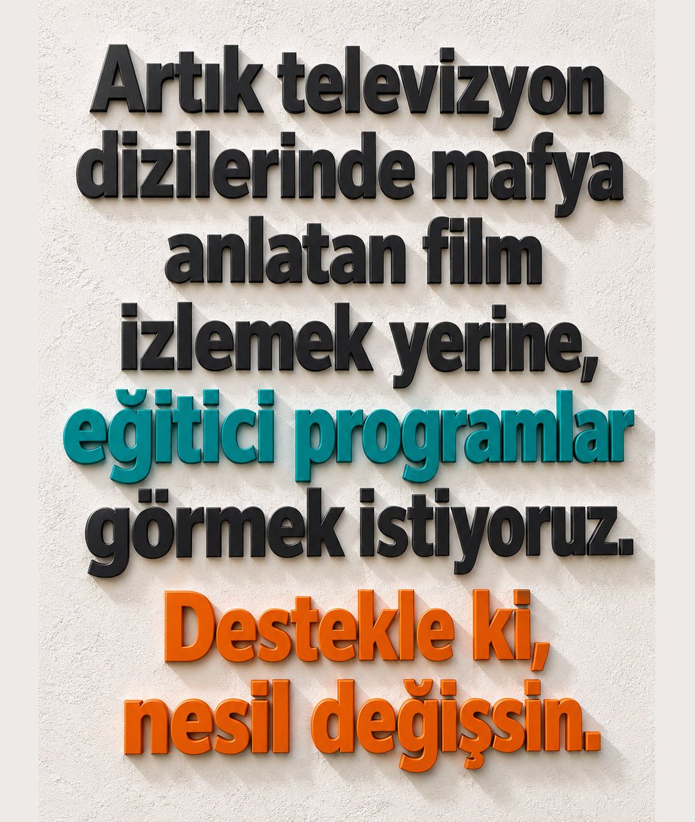 ogretmensitemiz's tweet photo. Artık televizyon dizilerinde mafya anlatan film izlemek yerine, eğitici programlar görmek istiyoruz.

Destekle ki, nesil değişsin. https://t.co/ljf2mAlgmh